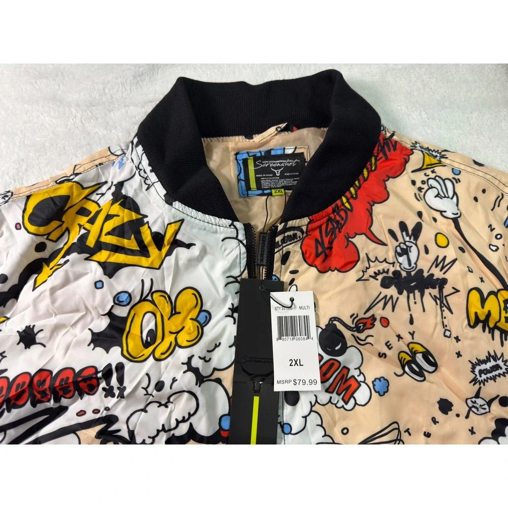 SCREENSHOT CLOTHING‎ Multi Graphic Print Bomber Jacket Men's 2XL S51050